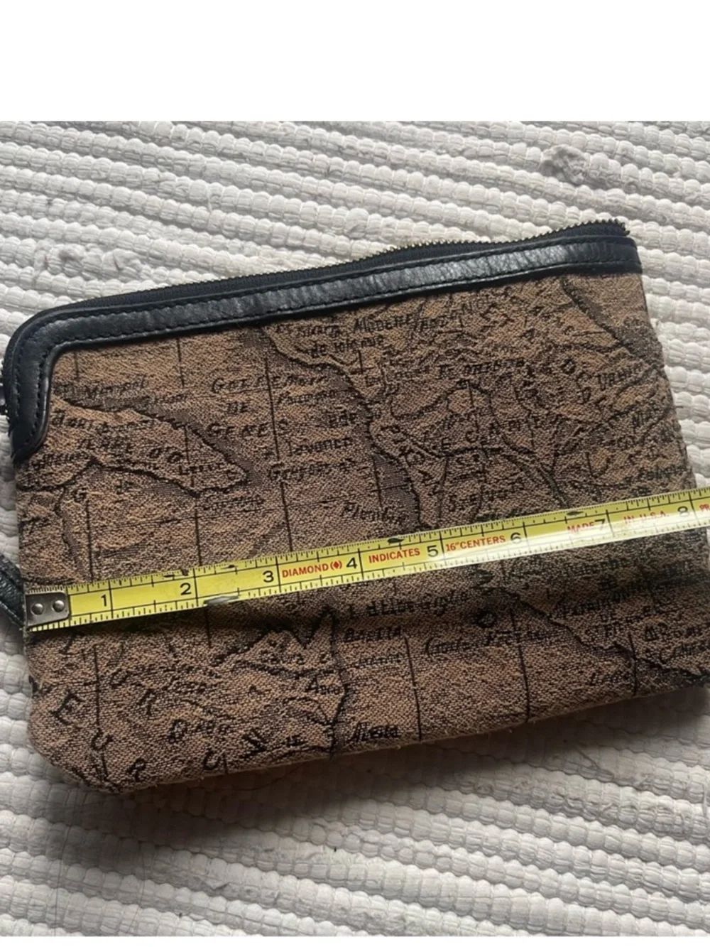 Patricia Nash Cassini Map Print Wristlet Clutch Leather Trim Travel Bag